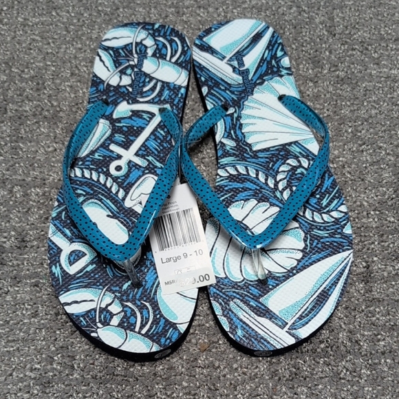 Vera Bradley Nautical Flip Flops NWT Size Larfe - Picture 1 of 4